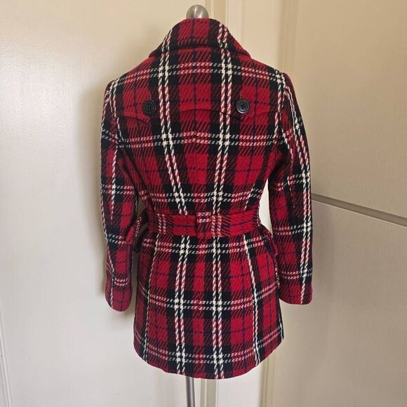 E.land Univ. Marine Club SB Red/Blk/Blue Plaid Belted Jkt., Vtg., Sz. 6, EUC - Picture 3 of 8